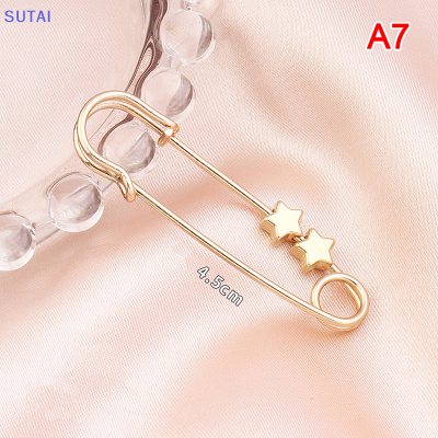 💖【Lowest price】SUTAI กระโปรงเอวเข็มปรับได้เข็มกลัดทองรูปหัวใจและดาวคงที่เสื้อผ้าแบบรัดเอวกางเกงเอวเปลี่ยนแปลงสิ่งประดิษฐ์เล็กๆ