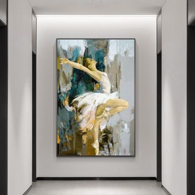 บทคัดย่อผ้าใบภาพวาดพิมพ์ Ballerina บน Wall Art โปสเตอร์และพิมพ์ Dancer Girl ผ้าใบภาพศิลปะสำหรับห้องนั่งเล่น Wall