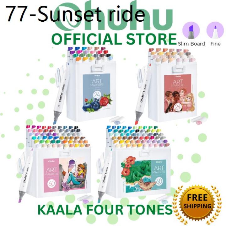 Ohuhu Kaala Four Tones Slim Broad and Fine Dual Tips Alcohol Art Markers