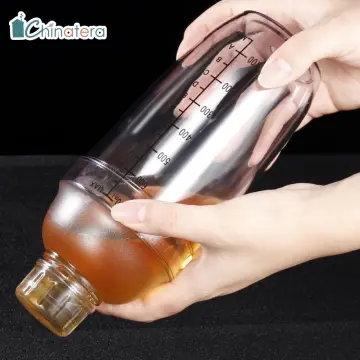 500ml 2pcs Plastic Cocktail Shaker Cup Scale Wine Beverage Mixer Drink  Tools - Transparent