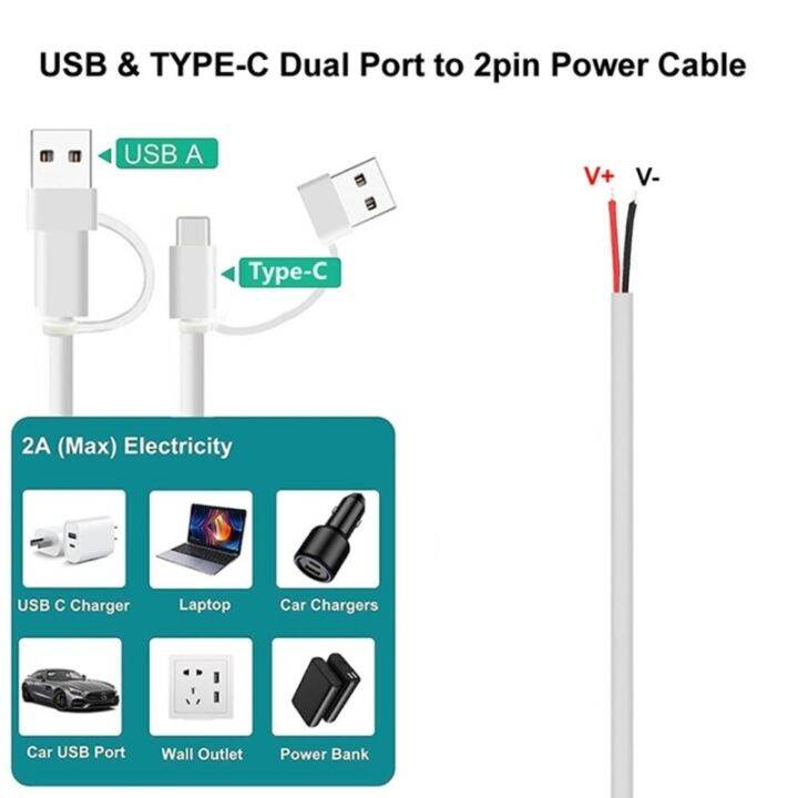 usb-c-laki-laki-telanjang-kabel-pigtail-ujung-terbuka-kabel-ekstensi-5v-2a-konektor-diy