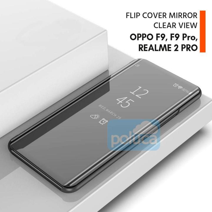 Oppo F9 F9 Pro Realme 2 Pro Sama Ukuran Poluca Flip Stand Cover 360 Case Mirror Clear View