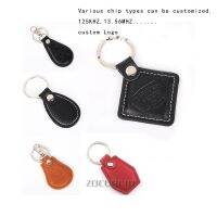 100pcs/lot leather 13.56MHz S50 Key Fobs NFC Tag RFID Card For Access Control System Keyfobs