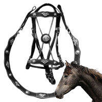 1PC Horse Halters และเชือกตะกั่ว PU หนัง Halter และเชือกตะกั่ว Ergonomic สบาย Unfettered Halters พร้อมหัวเข็มขัดโลหะ