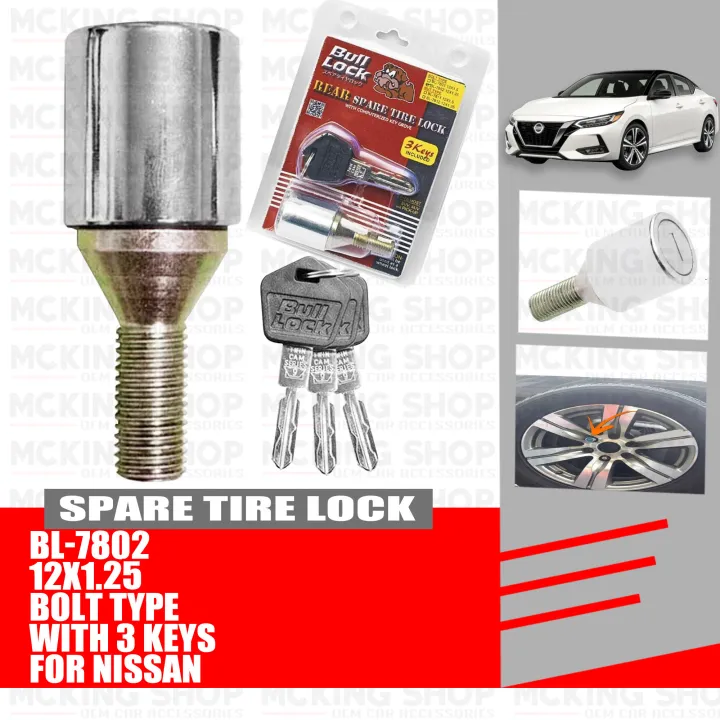 Spare Tire Lock Anti Theft Bolt Type with 3 keys BL7802 12x1.25 (for