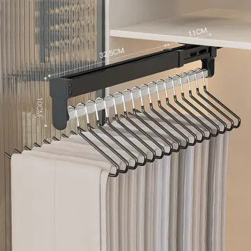 Pull Out Closet Organizer Household Pulling Slide Track Pants Rack Wardrobe  Clothes Organizers for Space Saving and Storage