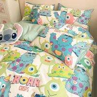 Ins cartoon wind monster university girl heart bed 1.5 4 times than cotton cotton quilt cover students three-piece suit