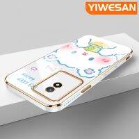 YIWESAN เคสสำหรับ Vivo Y02 Y11 Y02A 2023เคสลายการ์ตูนน่ารักดั้งเดิมเป็นซิลิโคนนิ่มกันกระแทกแฟชั่นเคสโทรศัพท์ชุบโลหะหรูหราคลุมทั้งหมดเคสป้องกันเลนส์กล้อง