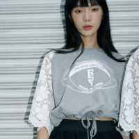 Rotsaniyom Grey Raglan Cropped T-Shirt