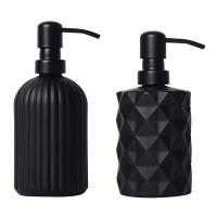 2 Pcs Matte Black 13.5 Oz / 11 Oz Glass Hand Soap Dispenser Set for Bathroom and Kitchen, Soap Dispenser