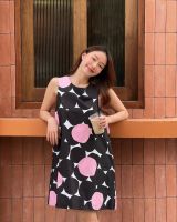 BIRUCHU BOBA DRESS - เดรสสั้นทรง A ผ้าคอตตอนญี่ปุ่น มีซับในกลับทั้งชุด, ซิปหลัง, มีกระเป๋า 2 ข้าง