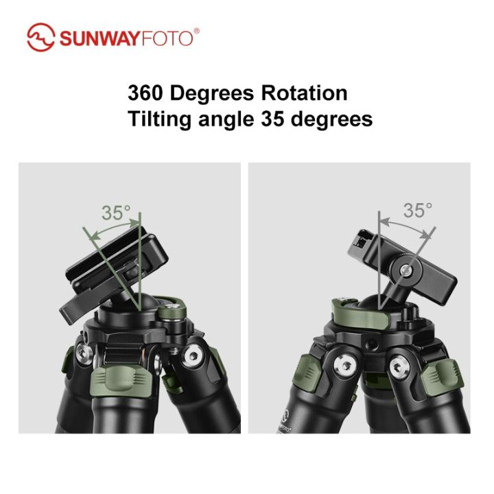 sunwayfoto-ขาตั้งกล้องสามขาไฟเบอร์คาร์บอน-t2830cs-สำหรับล่าสัตว์พร้อมหัวบอลกลับหัวที่จับตัวแปลงราวรูป-arca-swiss