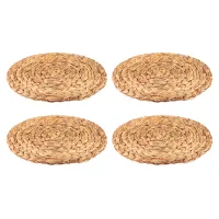 4Pc Natural Water Gourd Woven Placemat Round Woven Rattan Table Mat Water Gourd Placemat Round Pad Woven Green Tropical Wedding Or Home Decoration 30Cm