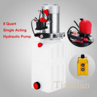 12V 8 Quart Car Lift Hydraulic plastic Pump Power Supply Unit Single Acting for Dump Traile