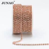 JUNAO สร้อยคริสตัลแบบร้อยพู่เครื่องประดับโลหะขอบทำจากแก้วสำหรับตกแต่งเสื้อผ้า SS12 SS8 SS6