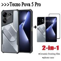 2in1เคสโทรศัพท์กันกระแทก Tecno Pova 5 Pro และปกป้องหน้าจอกระจกเทมเปอร์