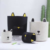 Childrens Toy Storage Box Laundry Basket Bucket Nordic Cartoon Dog Cat Felt Bin