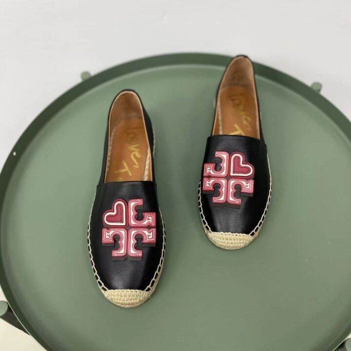 2023-new-tory-burch-nbsp-nbsp-love-logo-soft-leather-fishermans-shoes-casual-flats