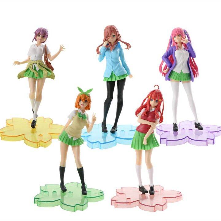 Jilijia 5PCS Anime Figure The Quintessential Quintuplets Figura Nakano Miku/Nakono Yotsuba Modelli di personaggi Carino Gatto Styling Desktop Decorazione Ornamenti Pvc Collezione Regalo