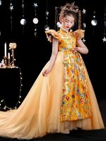 [COD] Childrens dress princess foreign style high-end flower girl wedding national Chinese model catwalk show costume autumn