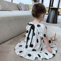 【Ladies shop】2021CasualBaby Girl KidsPuff Sleeve Polka DotPartyDress 1 5 Years Old