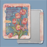 ?ส่งจากไท?วินเทจ tulip เคส for iPad 10.2 ดอกทิวลิป Gen10 9 8 2022 เคสไอแพด2021 Air4 5 10.9 11pro Case ใส่ปากกาได