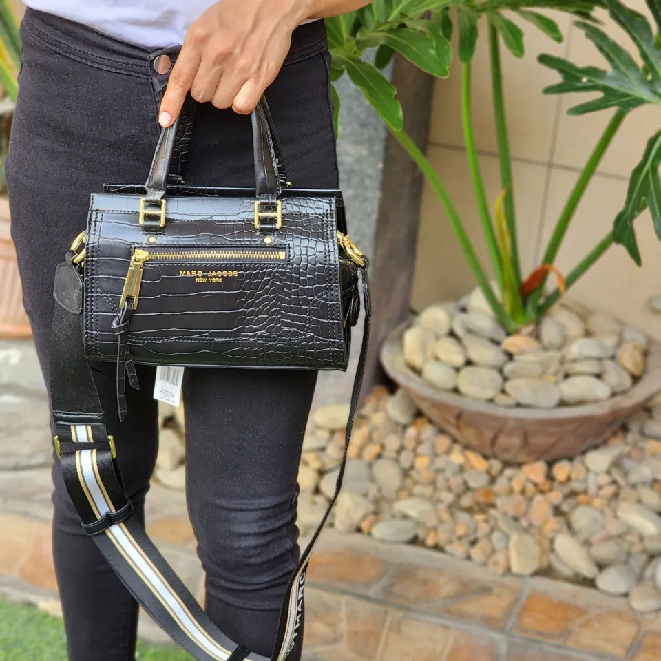 Marc Jacobs Mini Cruiser Croc-embossed Leather Satchel in Black