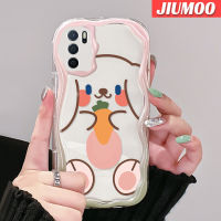 เคส JIUMOO สำหรับ OPPO A16เคส A55 A54 A54s A16s ลายการ์ตูนน่ารักยิ้มโชคดีเนื้อครีมกระต่ายขอบนุ่มเคสมือถือกันกระแทกแบบใสที่สร้างสรรค์เคสโปร่งใสลายกล้องถ่ายรูปซิลิกาเจลฝาครอบป้องกัน