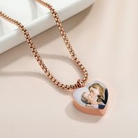 ☋✚☃  Shaped Photo Couples Necklace Engraved Name Pendant Valentines Day Keepsake Memory Gifts