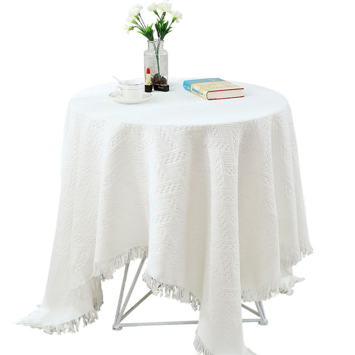 ผ้าปูโต๊ะยาวลายลูกไม้สีขาวผ้าปูโต๊ะผ้าฝ้ายสไตล์ฝรั่งเศสผ้าโต๊ะน้ำชาผ้าปูโต๊ะแต่งหน้าโต๊ะกลมฝ้ายลินิน