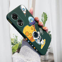 เคสสำหรับ OPPO A78 4G ใหม่เคสโทรศัพท์ดีไซน์ด้านข้างดีไซน์อวกาศนักบินอวกาศพระจันทร์ขอบสี่เหลี่ยมรูปแบบของเหลวปลอกซิลิโคนคลุมทั้งหมดเคสป้องกันทนแรงกระแทกกล้อง