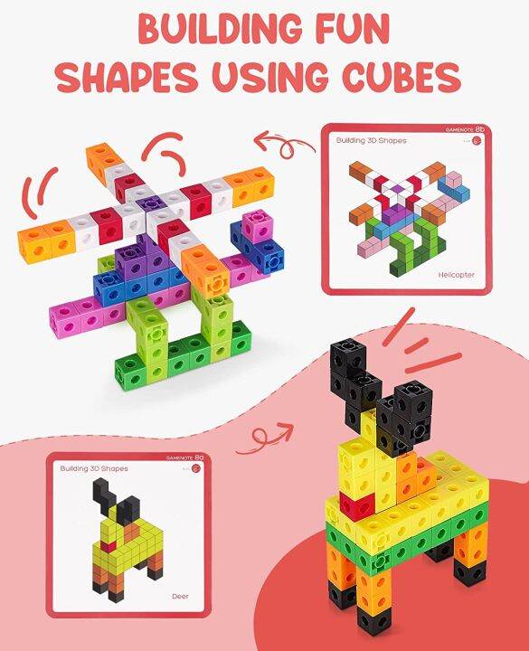 Gamenote Math Cubes Manipulatives with Activity Cards Number Counting
