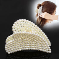 2021Women Girls Fashion Hair Claw Geometric Sweet Korea Big Hairpin Crab Pearls Elegant Ladies Mom Hair Clip Hair Accessories