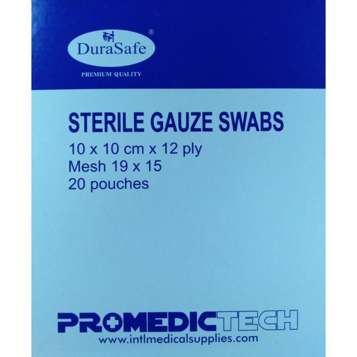 DURASAFE STERILE GAUZE SWABS 10CM X 10CM (20 POUCHES/BOX) | Lazada