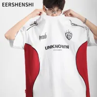 EERSHENSHI เสื้อยืดแฟชั่นของผู้ชายคอกลมทรงหลวมเรียบง่ายแขนสั้นพิมพ์ลายตัวอักษรสำหรับฤดูร้อน