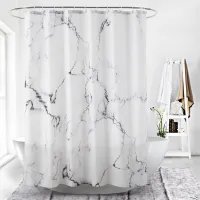 Marbling 3D Printing Shower Curtains Waterproof White Bathroom Curtain Simple Style Bathtub Insulation Home Decor with 12 Hooks