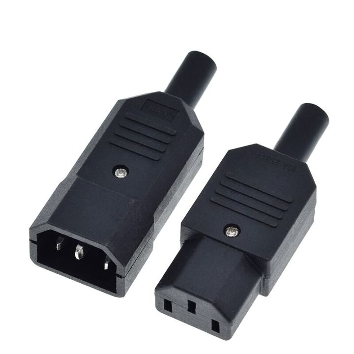 IEC ตรงสายปลั๊ก C13 C14 10A 250V สีดำหญิง &amp; ชายปลั๊กที่แนะนำตัวเชื่อมต่อ3 Pin AC Socket