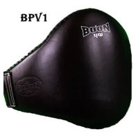 BOON Sports Belly Protector Pads BPV1 ( M,L) With Velcro Training Muay Thai MMA K1 เป้าป้องกันหน้าท้อง  สีน้ำตาล ดำ หนังแท้