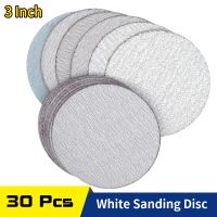 30PCS 3 Inch 75mm Sanding Discs Hook Loop White Dry Sanding Sandpaper 60 to 1000 Grit for Wood Auto Polishing Grinding