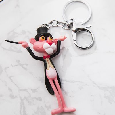 【CC】 Fashion Leggy Pink Chain Lovers Cartoon Pendant Keychain Men Jewelry