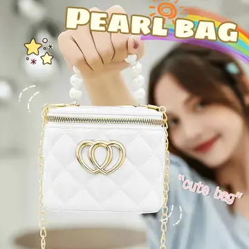 Internet Celebrity Bags Women's Fashion Rhombus Bucket Bag Pearl