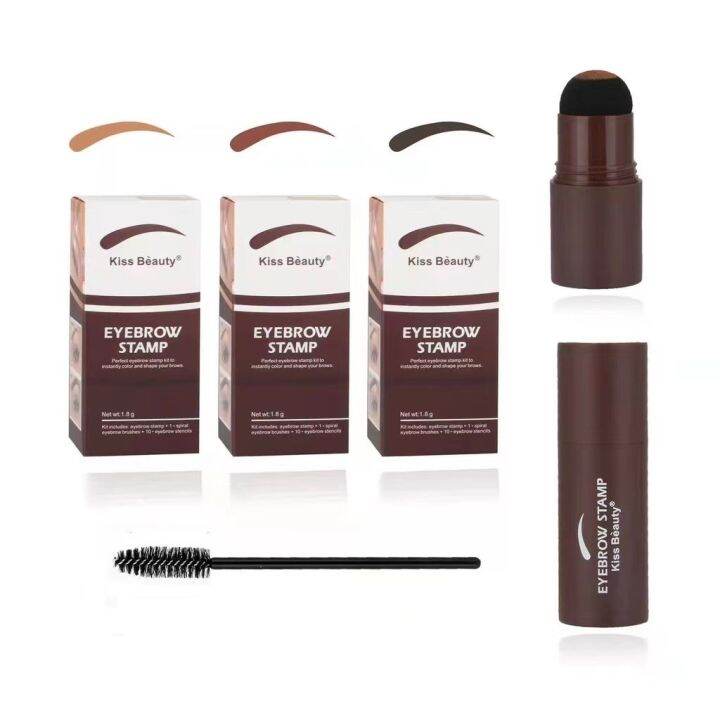 Zalati Eyebrow Powder Stick & Stamp Set | Augenbrauen-Stempel Kit, Wasserdicht, Dunkelbraun