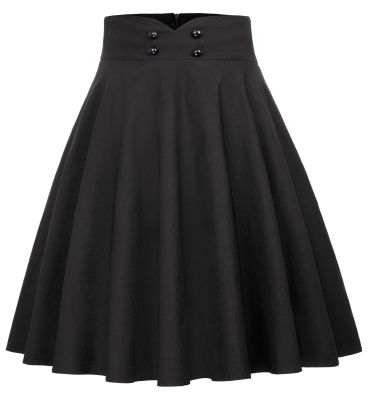 Women Skirts OL Ladies skirts High Waist Pleated Pearl Studded Party Flare A-Line Skirt Summer Buttons Pockets skirts Clothes