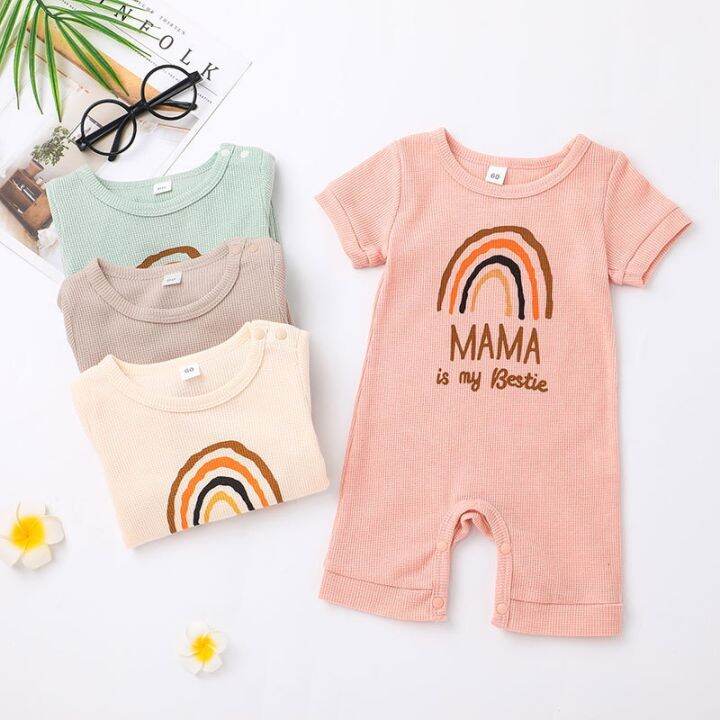 Baby Romper 0-24M Short Sleeve Knitted Toddler Bodysuit Infant Clothes ...