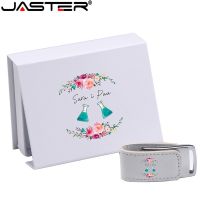 JASTER (over 10PCS free LOGO) USB 2.0 white leather box pendrive usb flash drive 4GB 8GB 16GB 32GB 64GB external storage