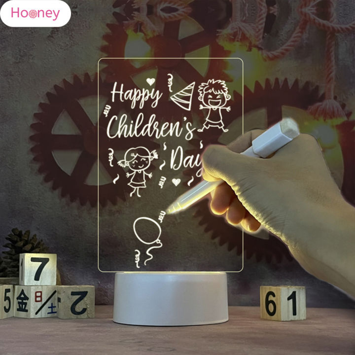 hooney-บอร์ดไฟอะคริลิกลบได้แบบแห้งไฟ-led-กระดานเตือนความจำข้อความสำหรับเป็นของขวัญเทศกาลเพื่อนครอบครัว