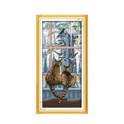 【CC】 at each other cross stitch kit 14ct 11ct pre stamped stitching animal embroidery handmade needlework