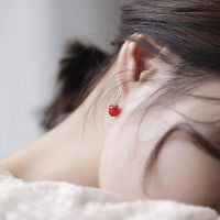 Strawberry S925 Silver Earrings Simple Small Fresh Strawberry Crystal Ear Hook Earrings Korean Temperament Personality Versatile Earrings Female 08KP 08KP S30O S30O