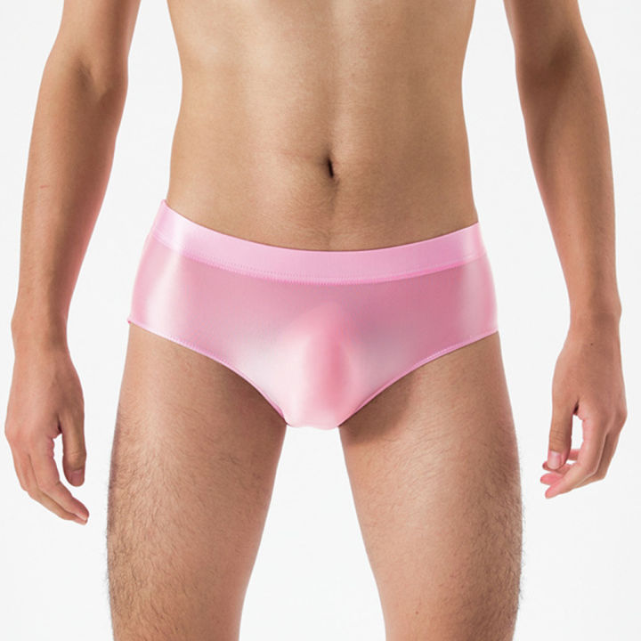 น้ำมันเงาเรียบผู้ชายชุดชั้นในกางเกงชั้นในเซ็กซี่แนวราบนูนกระเป๋ากางเกงยืดหยุ่นสูงขนาดบวก-u-nisex-ผู้ชายกางเกง