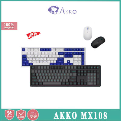 AKKO ชุดแป้นพิมพ์และเมาส์ MX108บลูทูธไร้สายแบบ USB อินเตอร์เฟซแป้นพิมพ์สำหรับสำนักงาน